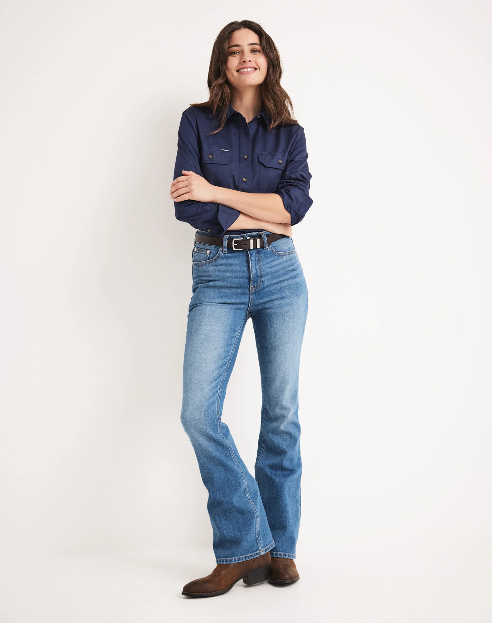 Sandy Workshirt - Half Button Long Sleeve Mid Weight - Australian Cotton