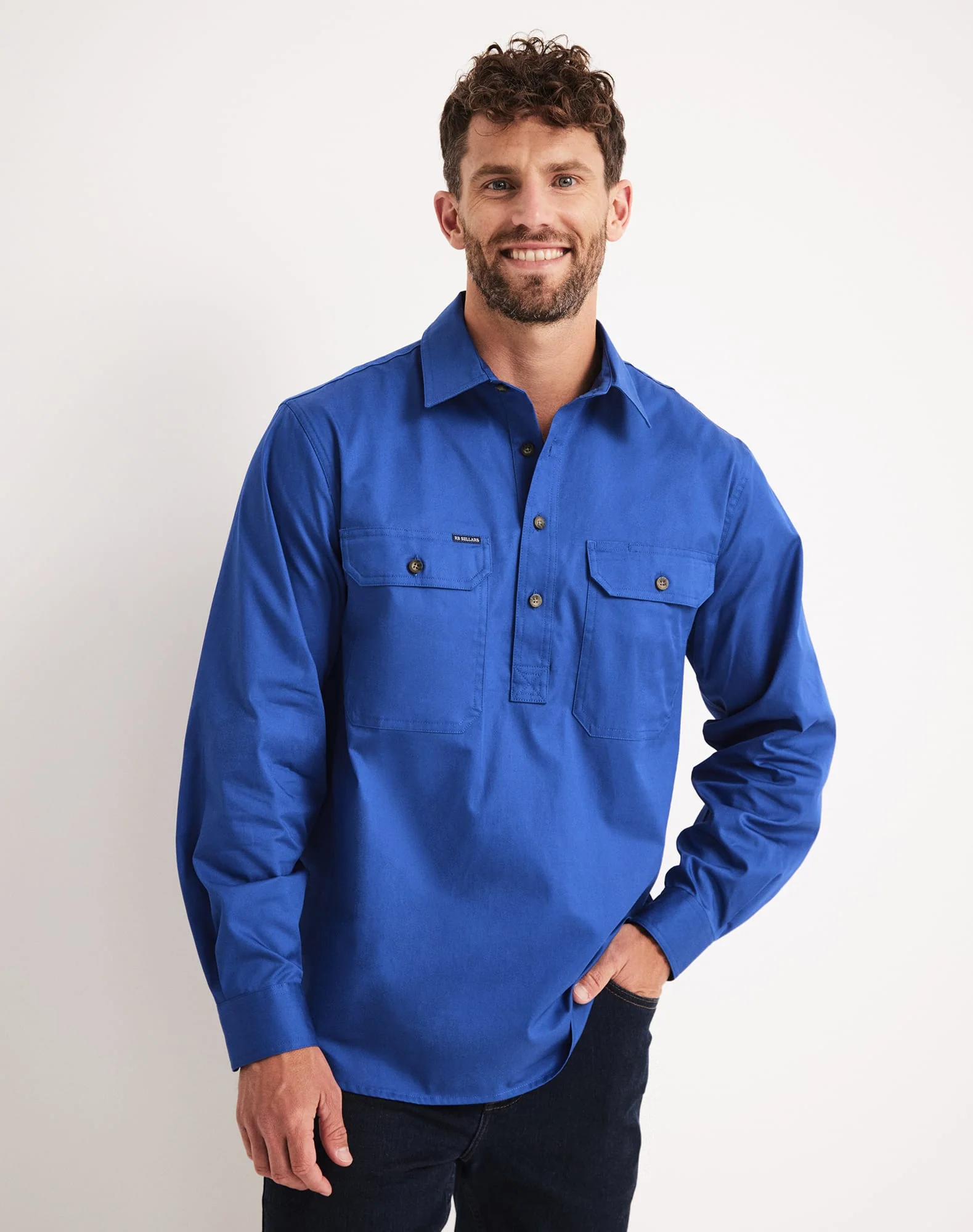 Burton Workshirt - Half Button Long Sleeve Light Weight - Australian Cotton
