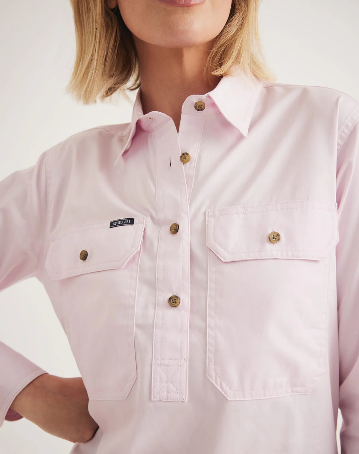 Sandy Workshirt - Half Button Long Sleeve Light Weight