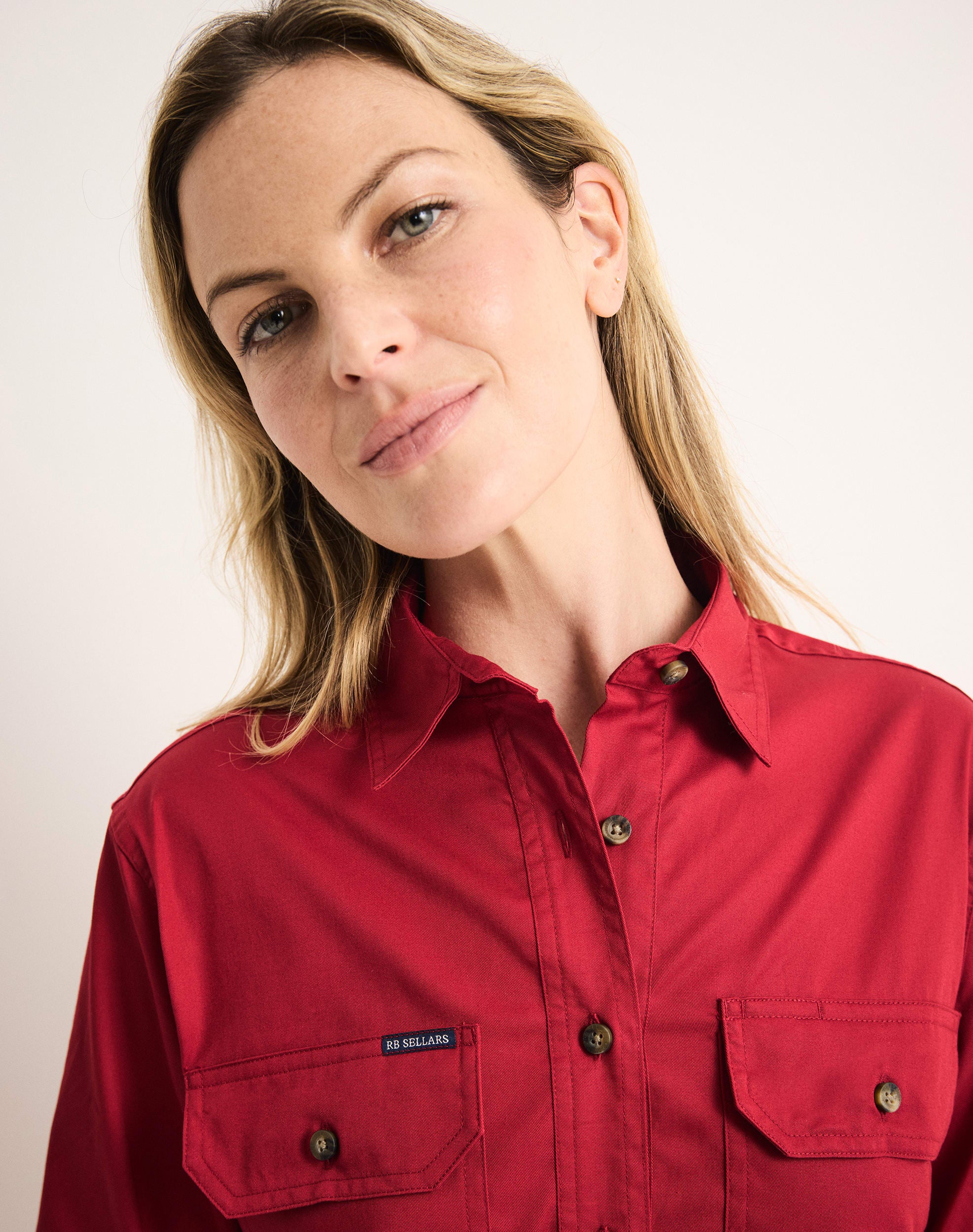 Sandy Workshirt - Half Button Long Sleeve Light Weight - Australian Cotton