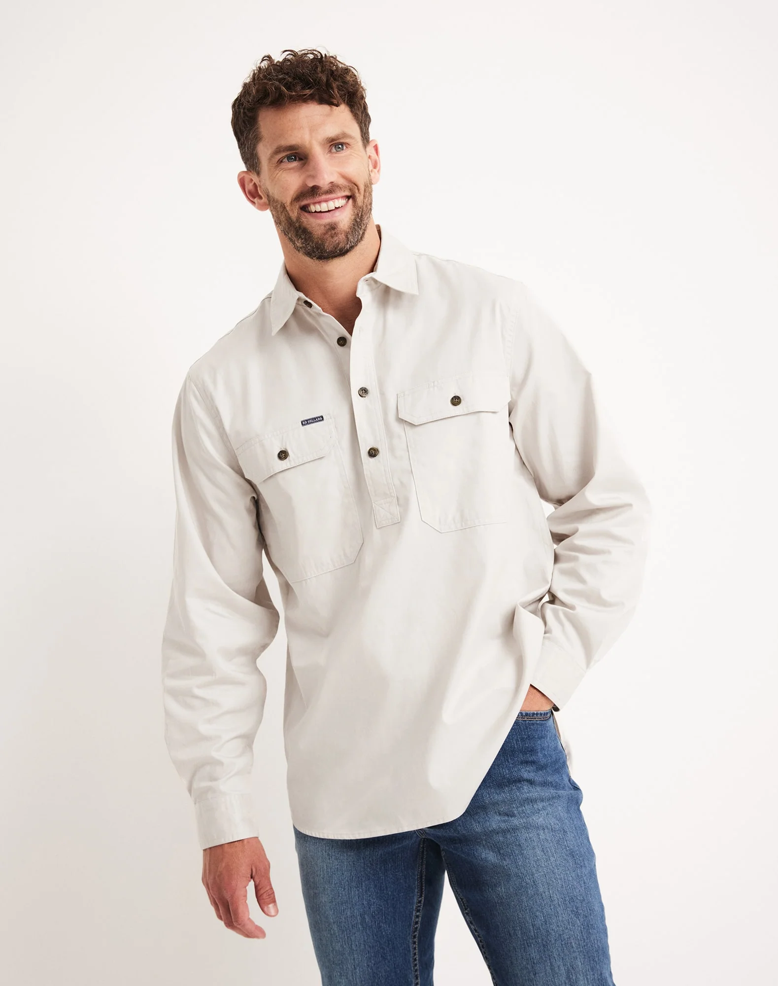 Burton Workshirt - Half Button Long Sleeve Light Weight - Australian Cotton