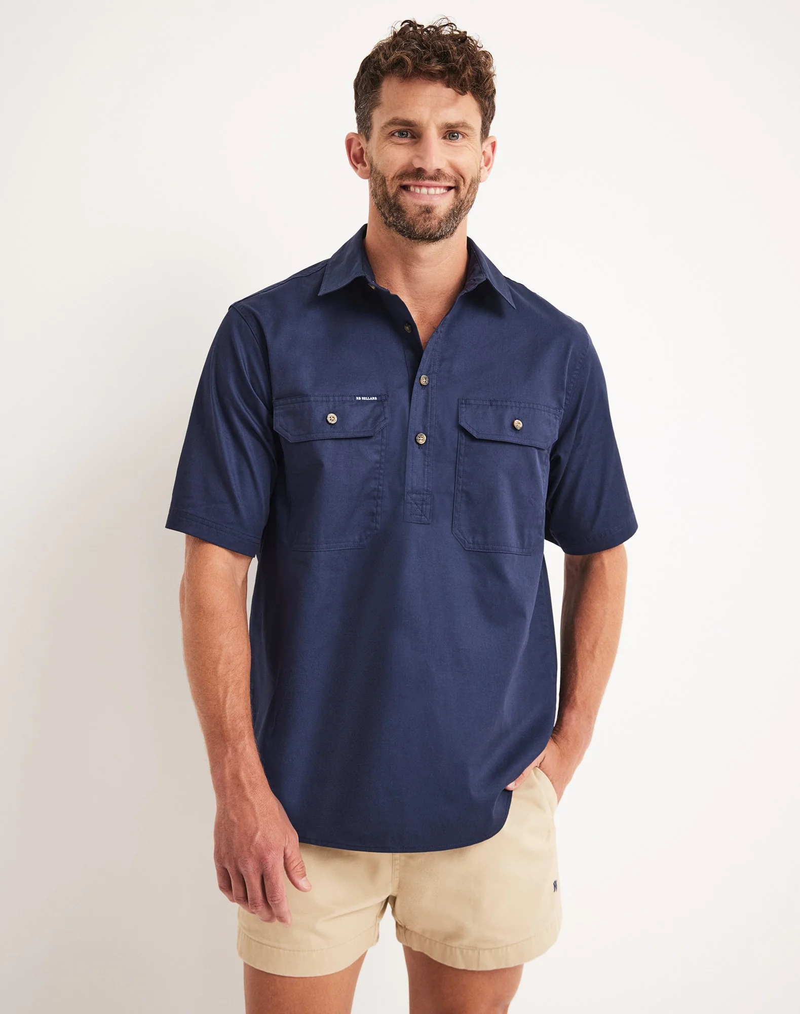 Burton Workshirt - Half Button Short Sleeve Mid Weight - Australian Cotton