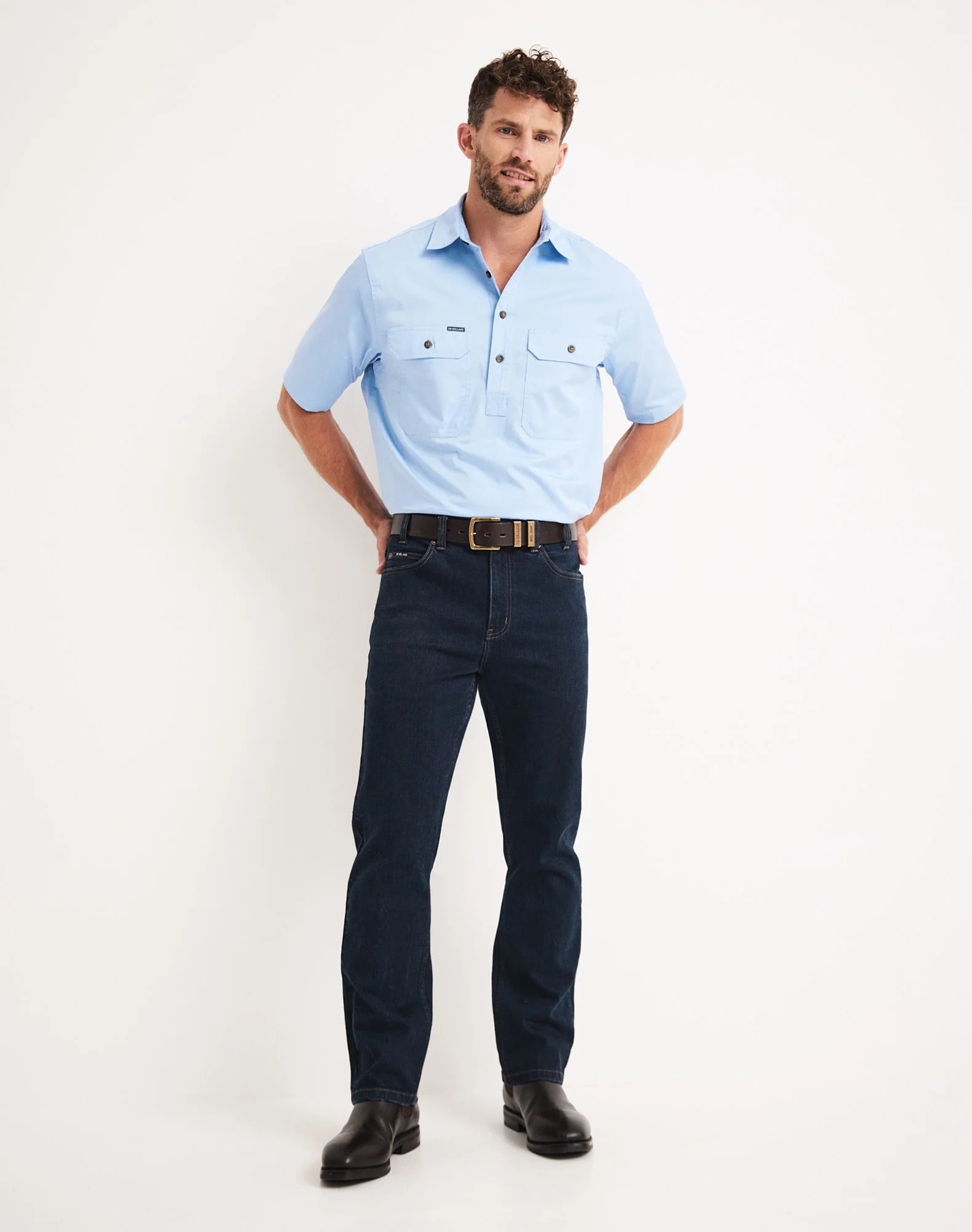 Burton Workshirt - Half Button Short Sleeve Light Weight - Australian Cotton