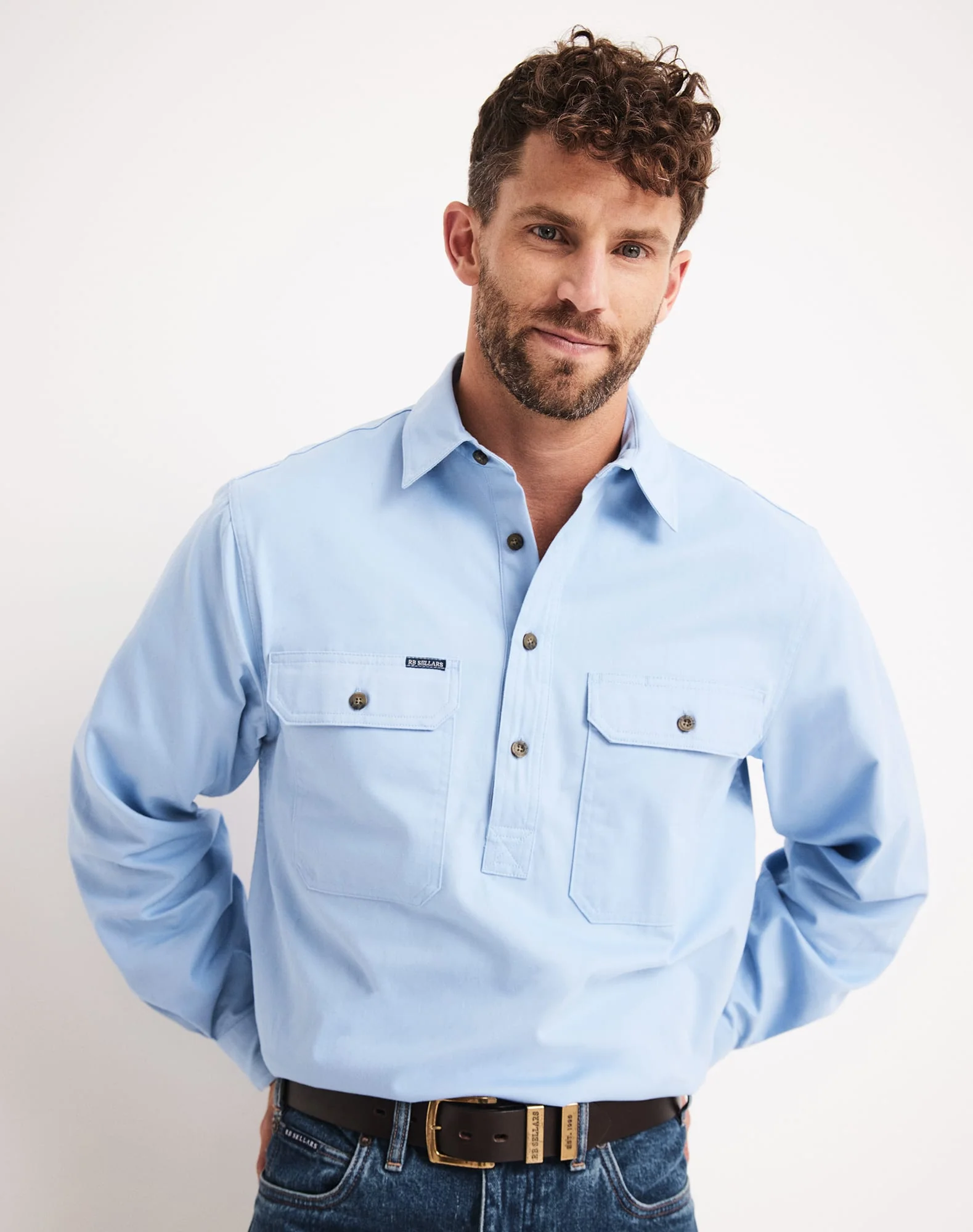 Burton Workshirt - Half Button Long Sleeve Mid Weight - Australian Cotton