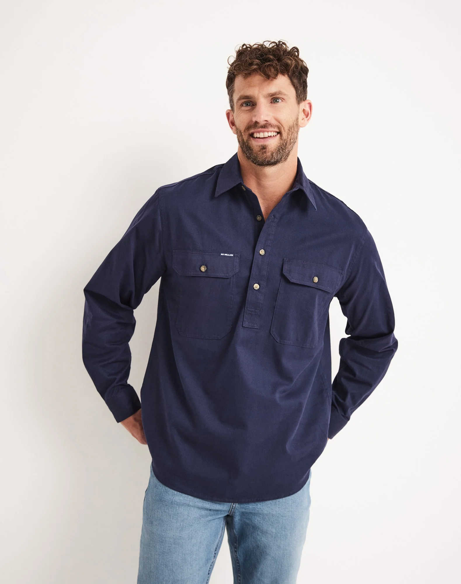Burton Workshirt - Half Button Long Sleeve Light Weight - Australian Cotton