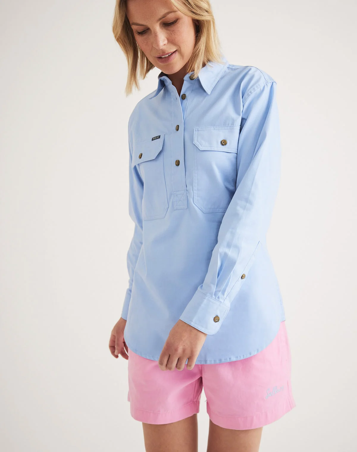 Sandy Workshirt - Half Button Long Sleeve Light Weight