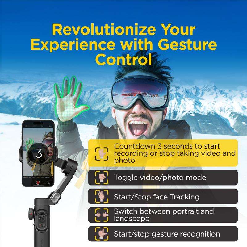 AOCHUAN 3-Axis Gimbal Stabilizer for Smartphone, Gimbal w/RGB Magnetic Fill Light Upgraded Face Tracking Focus Wheel Foldable iPhone Gimbal for iPhone/Android Phone gimbal Vlog Recording Smart XE