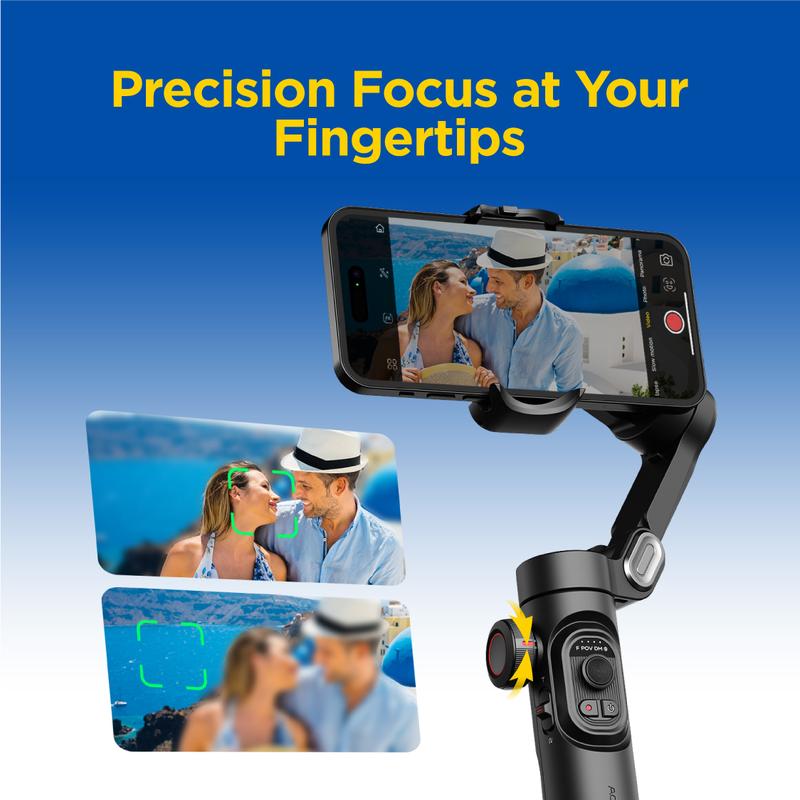 AOCHUAN 3-Axis Gimbal Stabilizer for Smartphone, Gimbal w/RGB Magnetic Fill Light Upgraded Face Tracking Focus Wheel Foldable iPhone Gimbal for iPhone/Android Phone gimbal Vlog Recording Smart XE