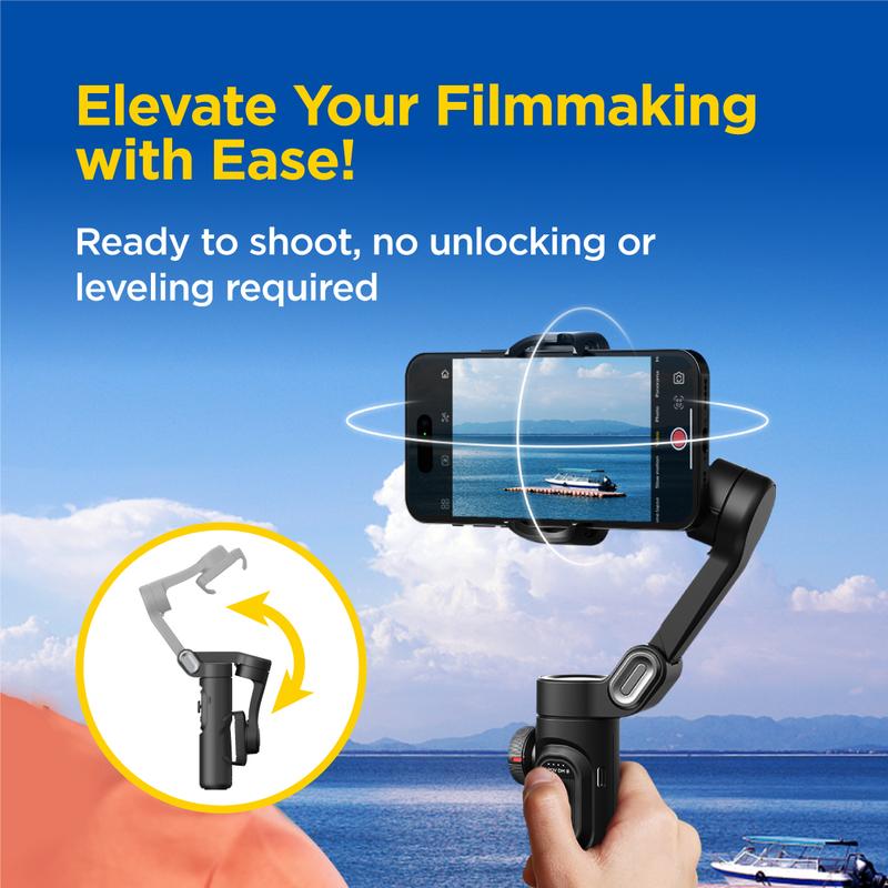 AOCHUAN 3-Axis Gimbal Stabilizer for Smartphone, Gimbal w/RGB Magnetic Fill Light Upgraded Face Tracking Focus Wheel Foldable iPhone Gimbal for iPhone/Android Phone gimbal Vlog Recording Smart XE