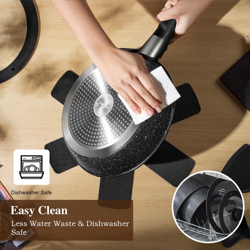 【Top Seller】USELUCK 20 Pcs Detachable Handle Non-Stick Cookware Set with Stackable Pots and Pans, Oven Safe, Healthy RV Set with Frying Induction Lids Kitchenware