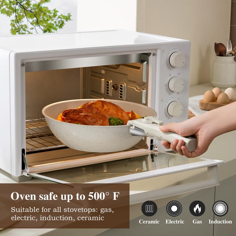 【Top Seller】USELUCK 20 Pcs Detachable Handle Non-Stick Cookware Set with Stackable Pots and Pans, Oven Safe, Healthy RV Set with Frying Induction Lids Kitchenware