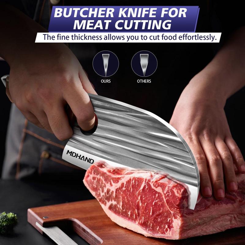 MDHAND 14pcs Chef Knife Set, Hand Forged High Carbon Steel,Includes Butcher,Meat Cleaver, Boning,and Viking Knives,with Knife Bag