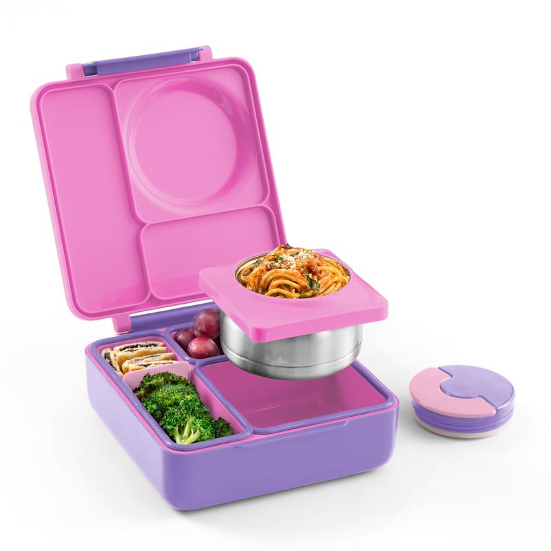 OmieBox Insulated Bento Lunch Box with Thermos and 3 Compartments - TTS, High Quality Stainless Steel, Leak-Proof, Easy to Clean - Sturdy, Set