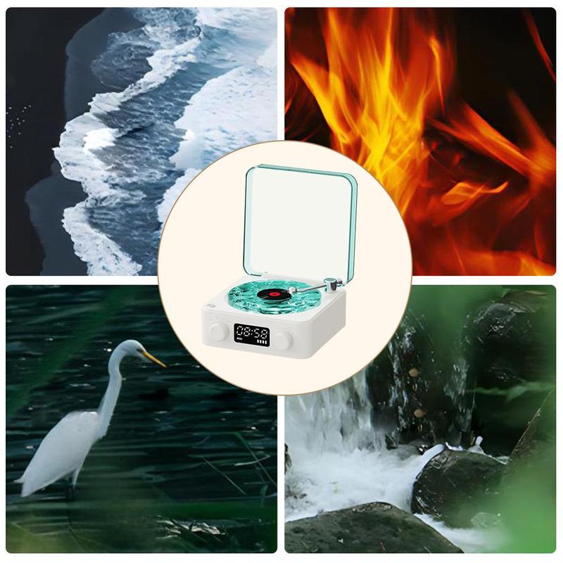 Wireless Speaker, Multifunctional Desktop Speaker with USB Port & AUX Input, White Noise USB Rechargeable Speaker with Environment Light Adjustment Modes, Audio, LED Display Clock