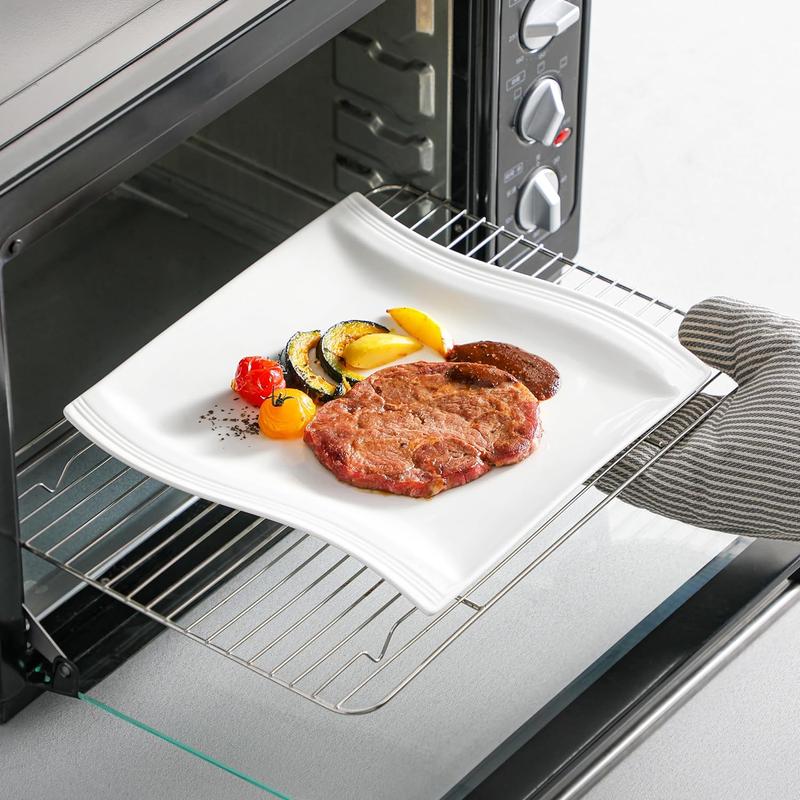 MALACASA Plates and Bowls Sets, Porcelain Dinnerware Sets for 6, Square Dinnerware Set with Dinner Plate, Dessert Plate, Soup Plate, Modern Dish Set, Series Flora Kitchenware Home