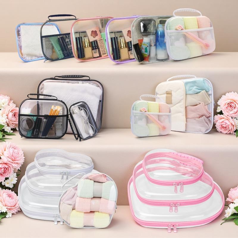 Clear Storage Box Set, 6 Counts/set Large Capacity Zipper Storage Box, Portable Storage Organizer for Skincare, Clothes, Books, Laundry, Travel Toiletry Bag