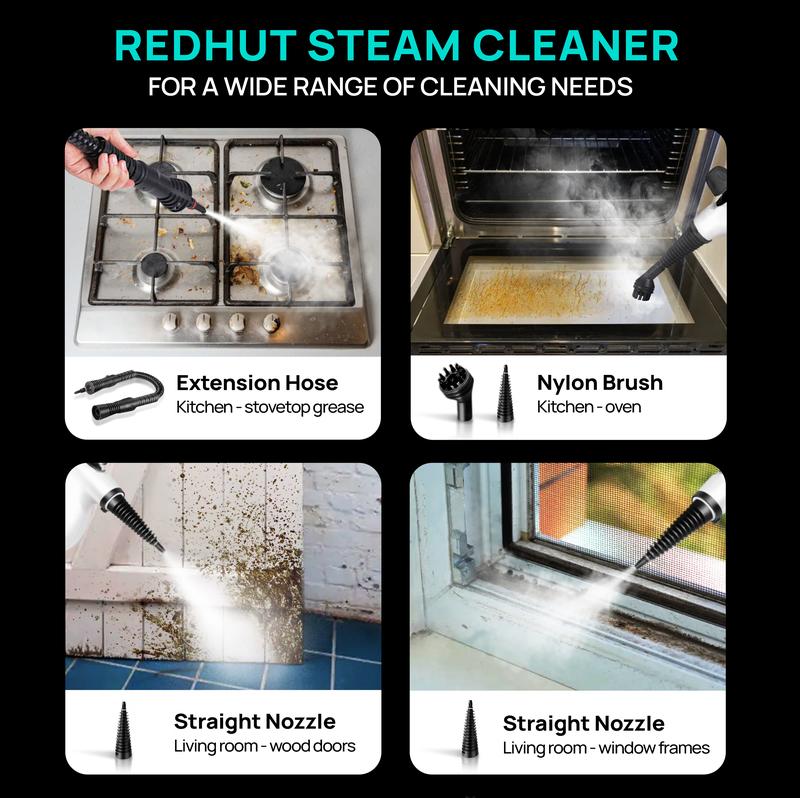 Redhut [2025] Pressurized Handheld Multi-Surface Natural Steam Cleaner with 12 pcs Accessories Powerful, Chemical-Free, Steamer for Home And Car, Cleaning Washing Machine, Air Conditioner, Kitchen, Summerclean Appliances Tool Household