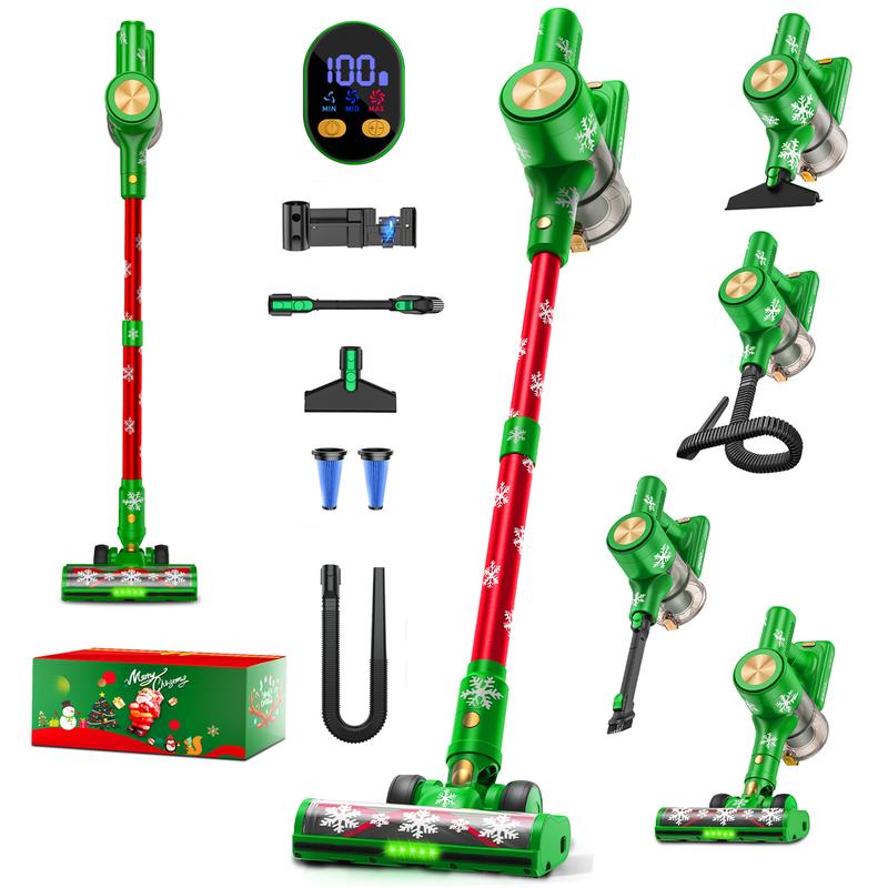 VICEASE Cordless Vacuum Cleaner, 450W 33Kpa, LED Display, Green LED, Anti-Tangle & 1.5L Dust Cup, Gift Box, 8-in-1 Vacuum for Hardwood Floor/Carpet/Pet Hair/Car