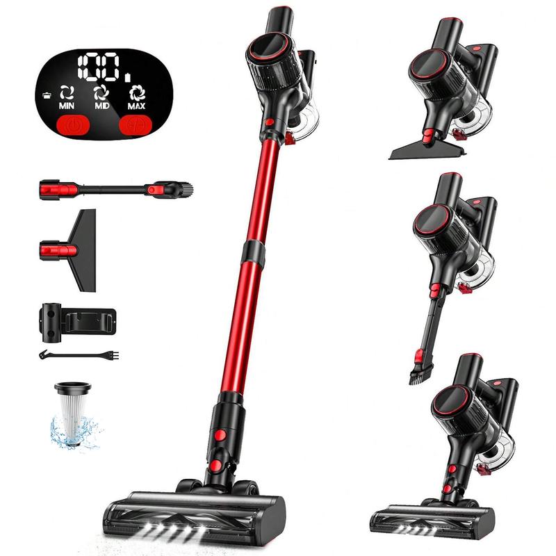 VICEASE Cordless Vacuum Cleaner, 450W 33Kpa, LED Display, Green LED, Anti-Tangle & 1.5L Dust Cup, Gift Box, 8-in-1 Vacuum for Hardwood Floor/Carpet/Pet Hair/Car