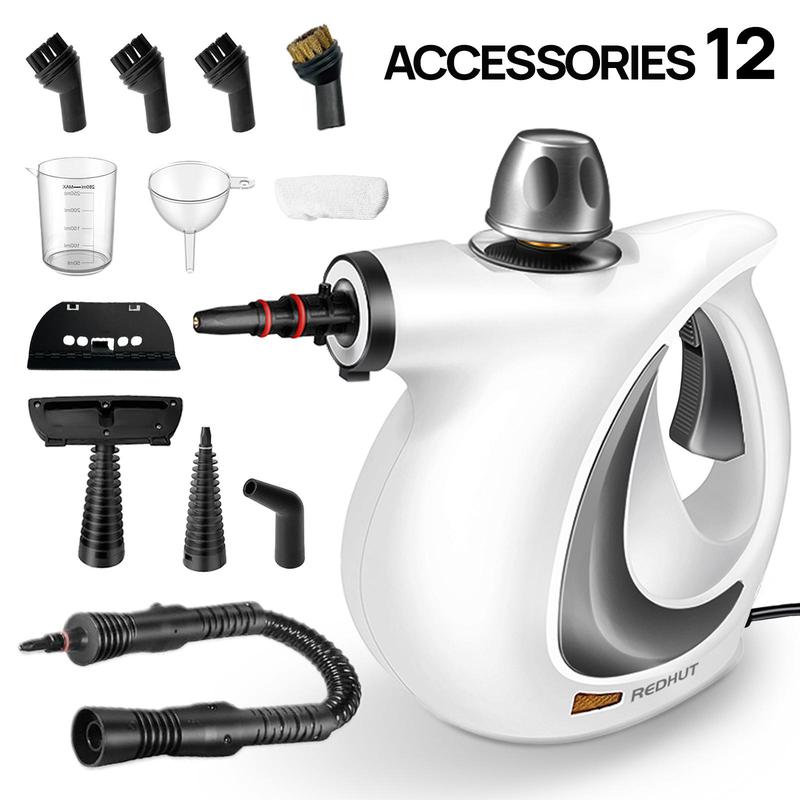 Redhut [2025] Pressurized Handheld Multi-Surface Natural Steam Cleaner with 12 pcs Accessories Powerful, Chemical-Free, Steamer for Home And Car, Cleaning Washing Machine, Air Conditioner, Kitchen, Summerclean Appliances Tool Household