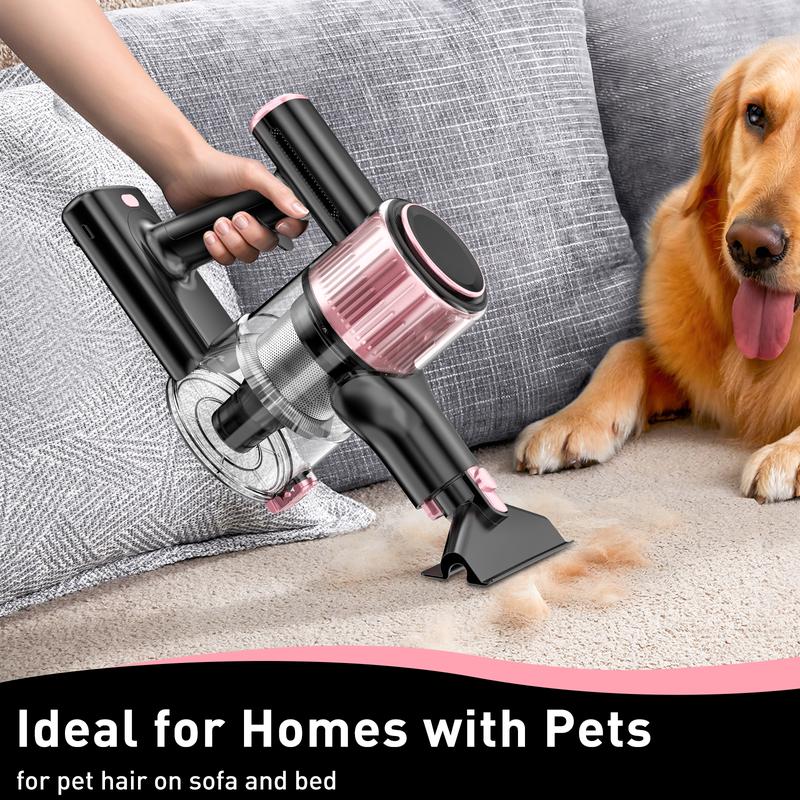 VICEASE Cordless Vacuum Cleaner, 450W 33Kpa, LED Display, Green LED, Anti-Tangle & 1.5L Dust Cup, Gift Box, 8-in-1 Vacuum for Hardwood Floor/Carpet/Pet Hair/Car