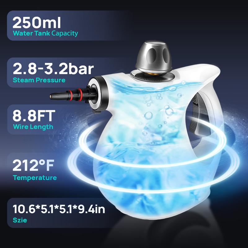 Redhut [2025] Pressurized Handheld Multi-Surface Natural Steam Cleaner with 12 pcs Accessories Powerful, Chemical-Free, Steamer for Home And Car, Cleaning Washing Machine, Air Conditioner, Kitchen, Summerclean Appliances Tool Household