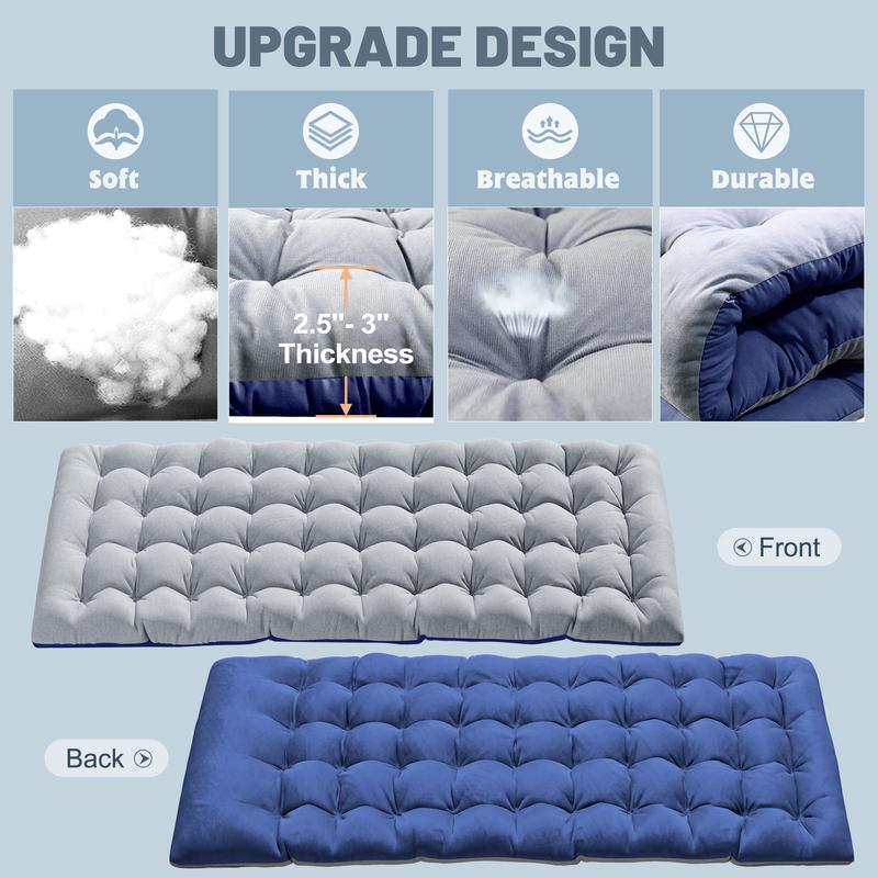 Naudacaa Folding Camping Cot with 2-Sided Mattress – Heavy-Duty, Portable Guest Bed for Camping, Travel, Outdoor & Indoor Use, Supports up to 880 lbs Blue