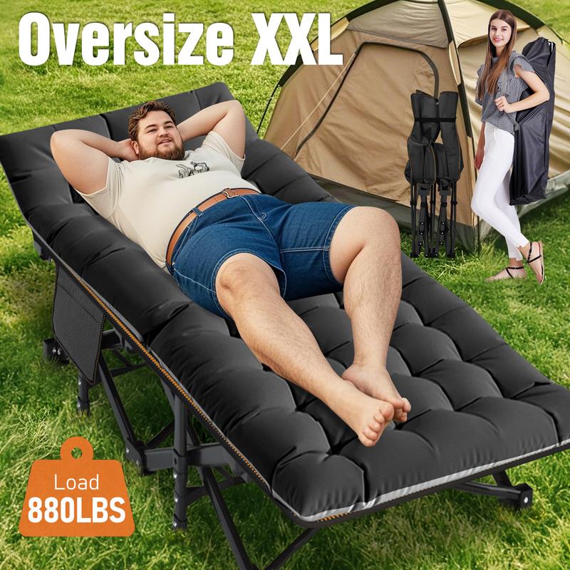 Naudacaa Folding Camping Cot with 2-Sided Mattress – Heavy-Duty, Portable Guest Bed for Camping, Travel, Outdoor & Indoor Use, Supports up to 880 lbs Blue