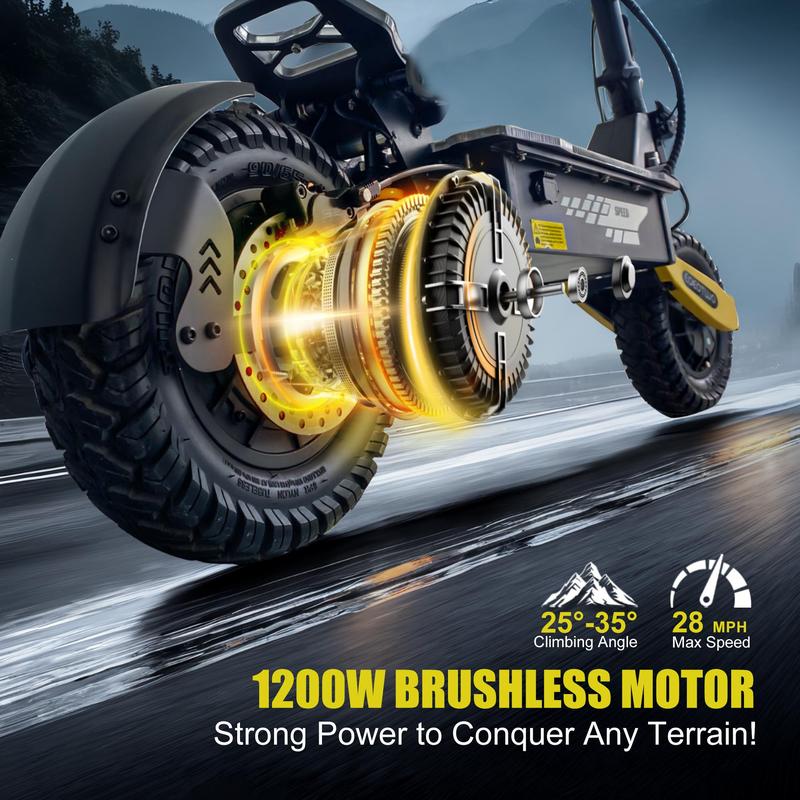 Electric scooter, 40 miles of range, 28MPH , 1200Wmaximum motor,11-inch pneumatic tires, LED screen design,double suspension, maximum load capacity 330 pounds,adult commuting electric scooter