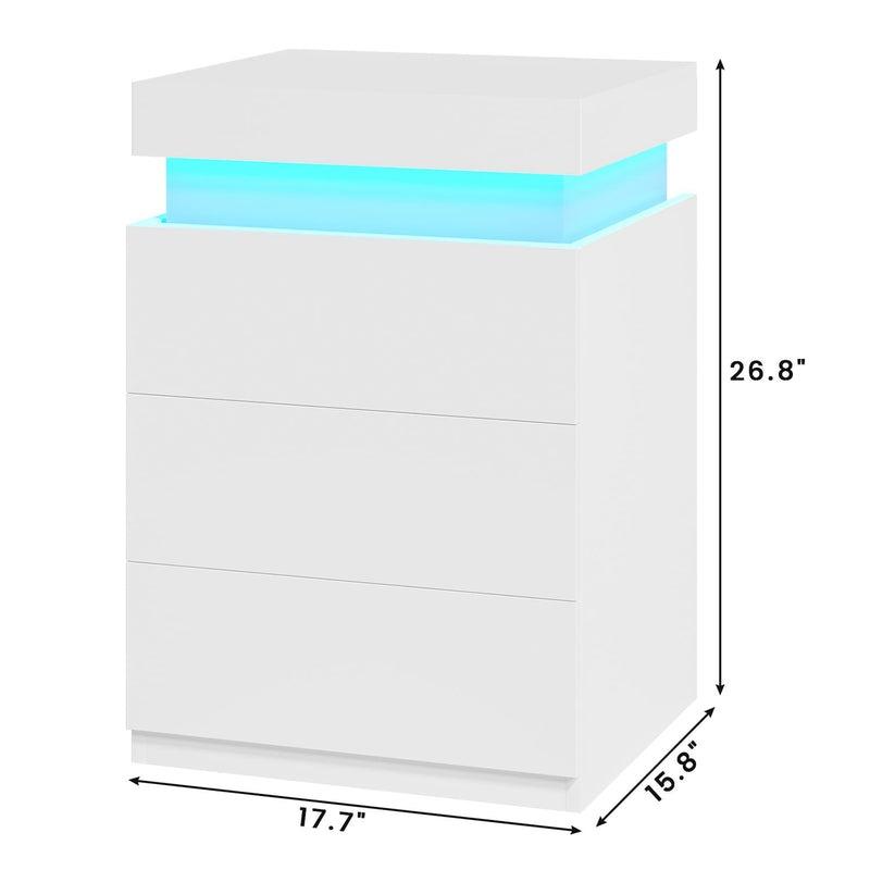 Sikaic Nightstand With Sliding Top Charging Station And LED Lights Furniture Bedroom Modern Design Bedside Table Drawer Home