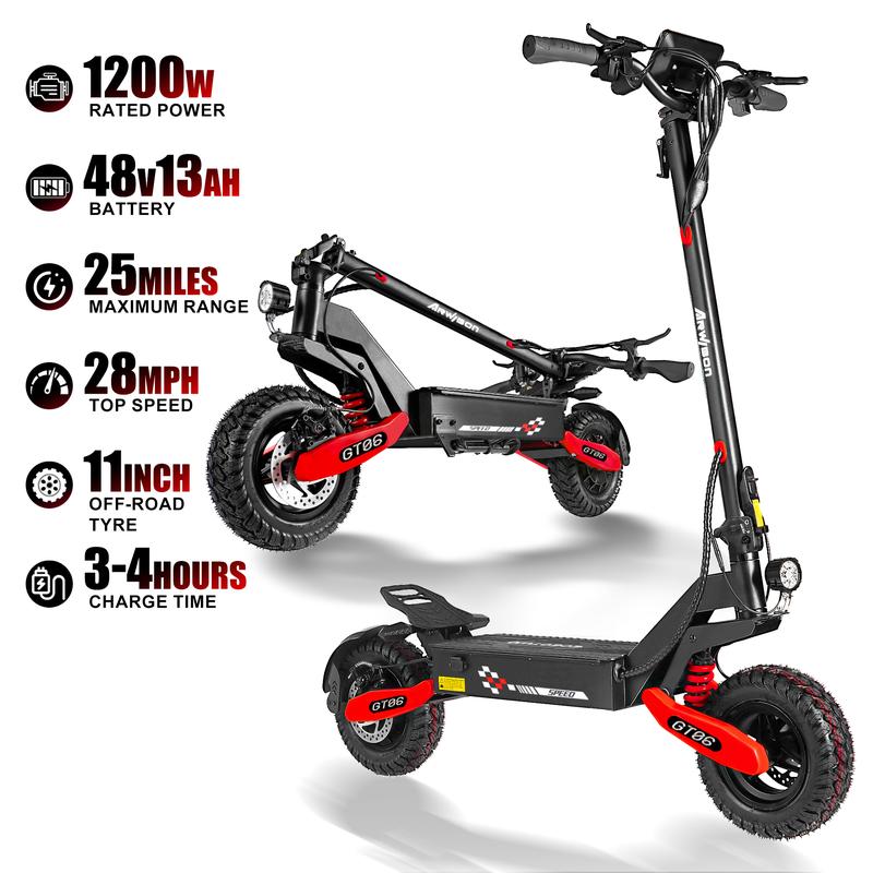 Electric scooter, 40 miles of range, 28MPH , 1200Wmaximum motor,11-inch pneumatic tires, LED screen design,double suspension, maximum load capacity 330 pounds,adult commuting electric scooter