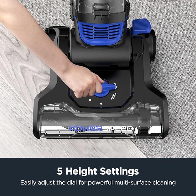 Eureka PowerSpeed Upright Vacuum Cleaner for Carpet & Hard Floor Dual Action Lightweight Powerful with Upgraded Cyclone System Blue Black