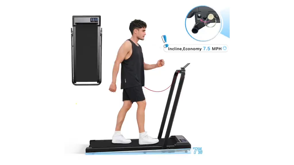 8.7MPH LICHICO Treadmill with 4-Level Incline, Flat/Incline Modes, Remote Control, Quiet Motor, Stable 2-in-1 Running Machine for Home & Office Fitness