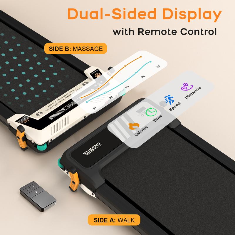 Walking Pad, Under Desk Treadmill, Walking Treadmill 2 in 1 for Home/Office with Remote Control, Portable Treadmill (Black, 1 Year Warranty)