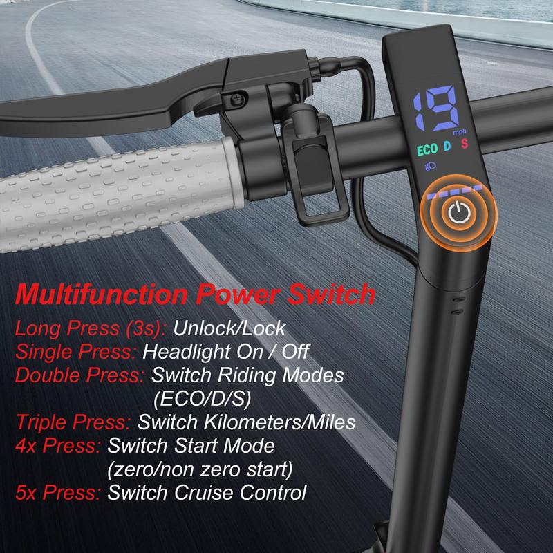 Electric Scooter – 19 MPH Max Speed, with Seat and Luggage Box, 8.5