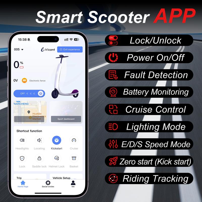 Electric Scooter – 19 MPH Max Speed, with Seat and Luggage Box, 8.5