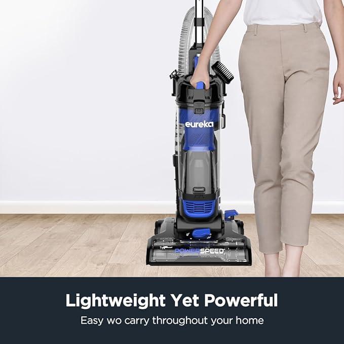 Eureka PowerSpeed Upright Vacuum Cleaner for Carpet & Hard Floor Dual Action Lightweight Powerful with Upgraded Cyclone System Blue Black
