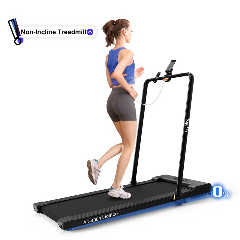 8.7MPH LICHICO Treadmill with 4-Level Incline, Flat/Incline Modes, Remote Control, Quiet Motor, Stable 2-in-1 Running Machine for Home & Office Fitness