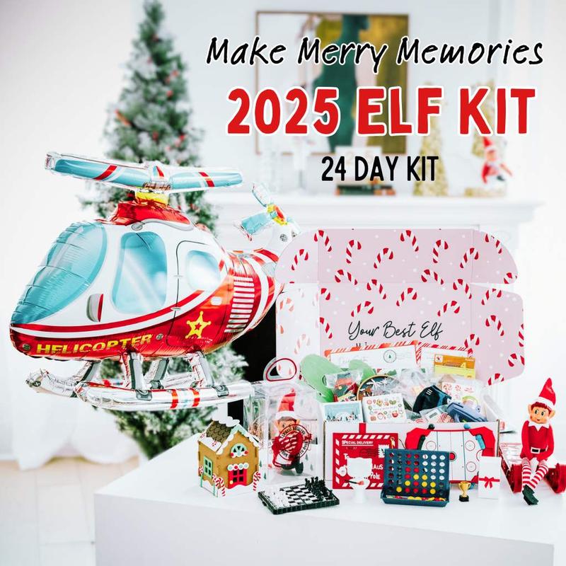 Elf Kit 2025 | Elf Arrival Kit | 24 Day Christmas Holiday Elf Kit | Crafty Elf Props, Outfits, and Mischief | Magical Elf Kit | Make Your Elf Magical beyond the Shelf