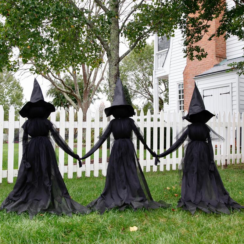 Evergreen Set of 3 Lighted Halloween WitchStakes