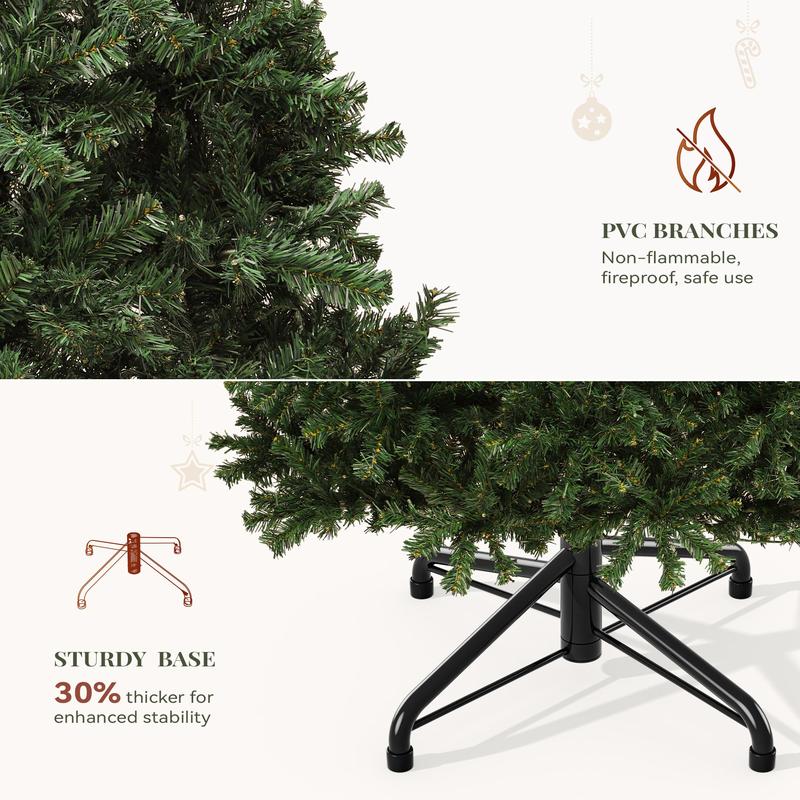 Yitahome 6/7.5FT Pre-Lit Artificial Hinged Christmas Tree, Prelighted Spruce Xmas Tree for Home, Office, Party with Branch Tips and Lights, Green