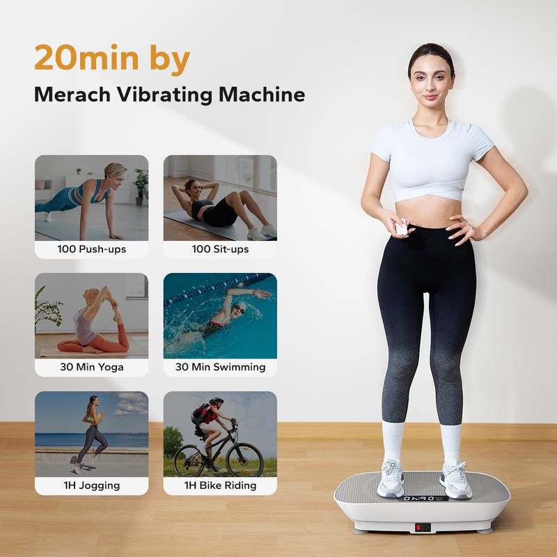 MERACH Vibration Plate Exercise Machine, Lymphatic Drainage Machine, Whole Body Workout Vibration Platform for Wellness and Fitness Home Gym Equipment