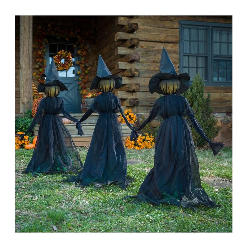 Evergreen Set of 3 Lighted Halloween WitchStakes