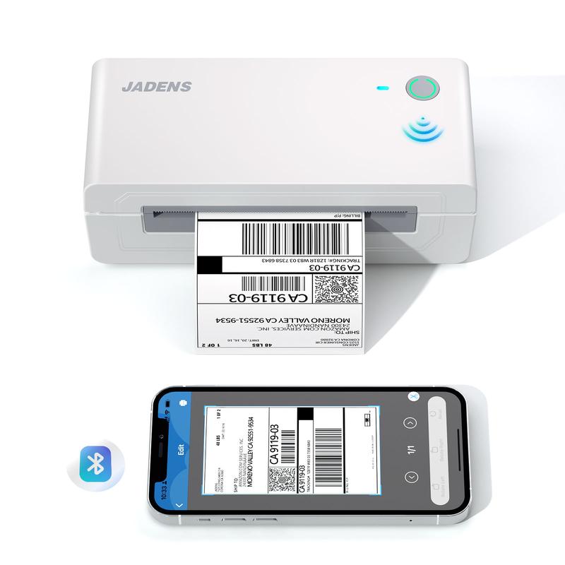 JADENS Shipping Label Printer, Bluetooth Wireless Thermal Label Printer, Compatible with iOS, Android, Windows, Mac, Chromebook, Widely Used for Etsy, Ebay, Shopify, USPS