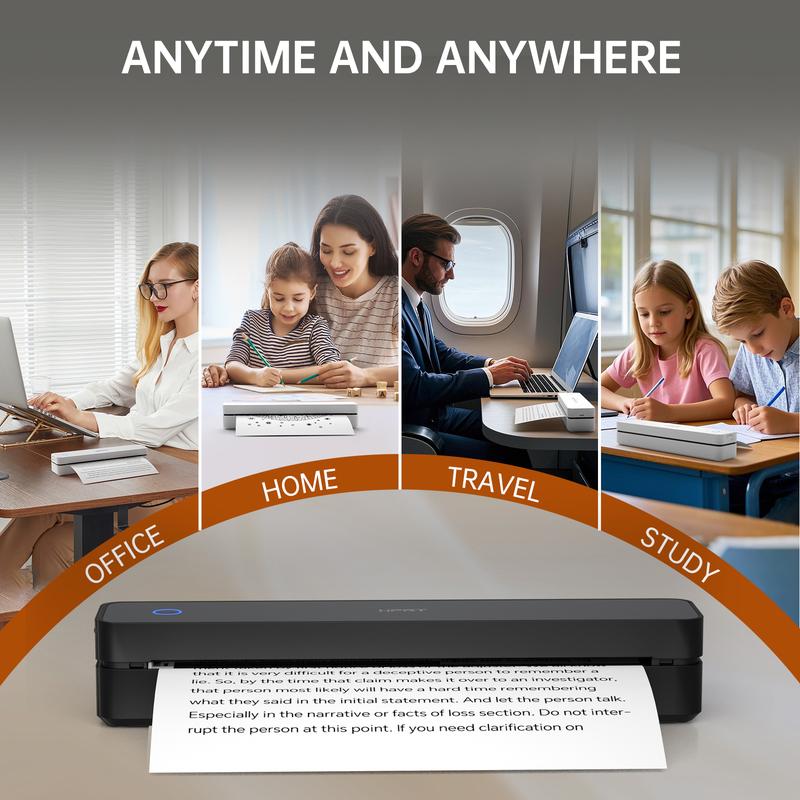 Inkless Portable Printer, Wireless Bluetooth Thermal Printer for Travel & Mobile Use, Compatible with iOS, Android, Laptop, Supports 8.5