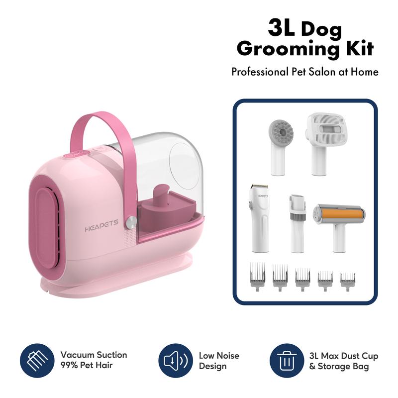 Homeika Dog Grooming Vacuum Kit - 3L Vacuum with 7 Tools, Low Noise Electric Clipper and Brush for Pet Shedding at Home