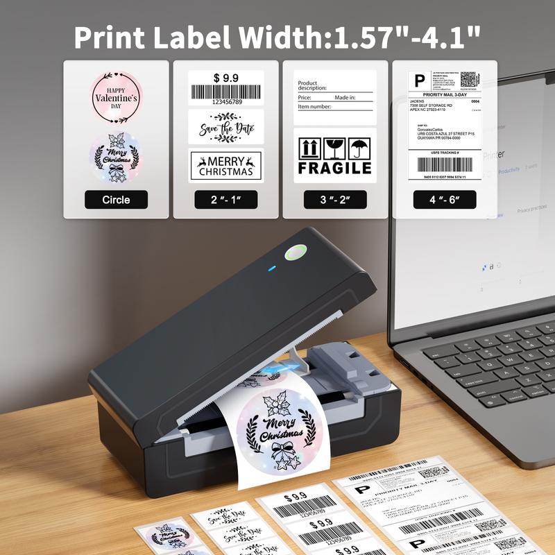 JADENS Shipping Label Printer, Bluetooth Wireless Thermal Label Printer, Compatible with iOS, Android, Windows, Mac, Chromebook, Widely Used for Etsy, Ebay, Shopify, USPS