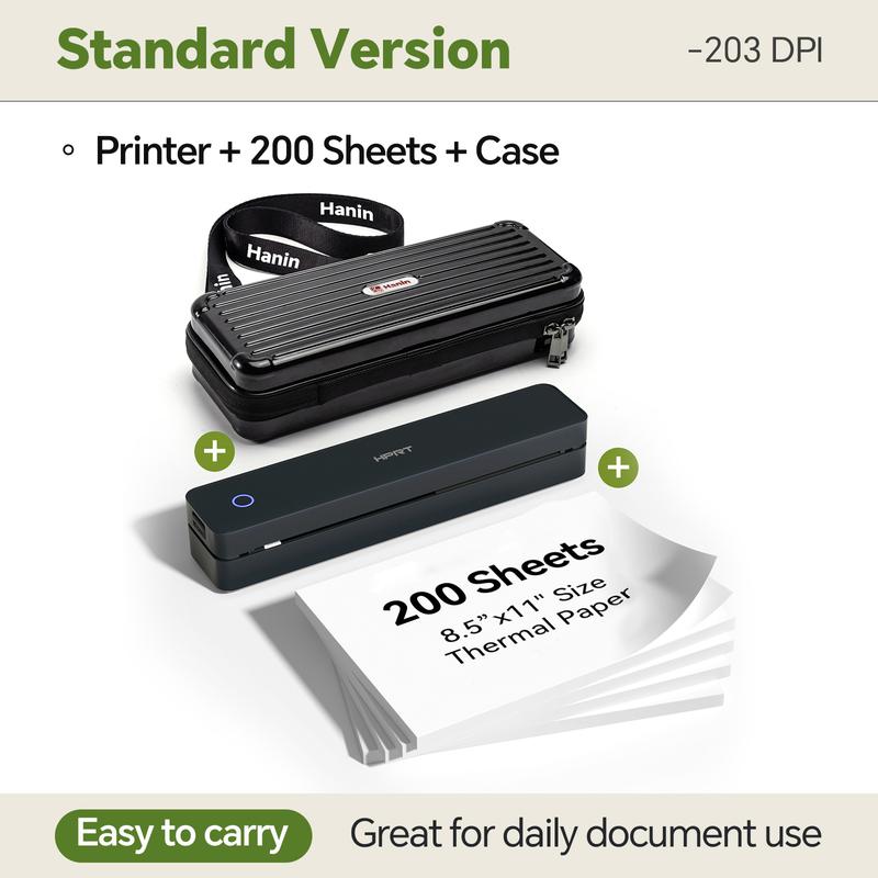 Inkless Portable Printer, Wireless Bluetooth Thermal Printer for Travel & Mobile Use, Compatible with iOS, Android, Laptop, Supports 8.5