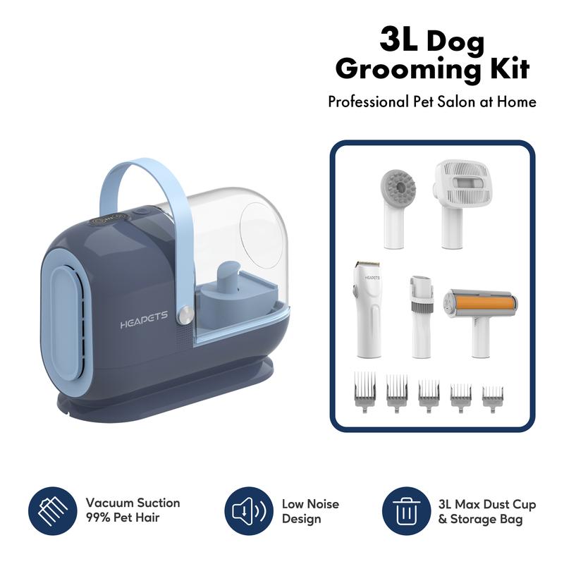 Homeika Dog Grooming Vacuum Kit - 3L Vacuum with 7 Tools, Low Noise Electric Clipper and Brush for Pet Shedding at Home
