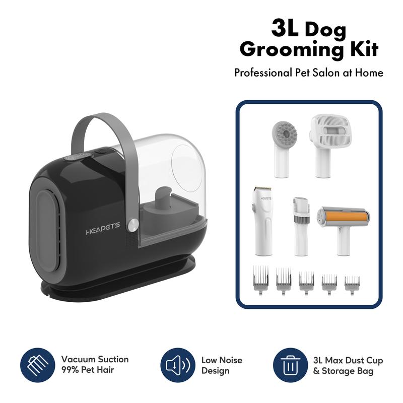 Homeika Dog Grooming Vacuum Kit - 3L Vacuum with 7 Tools, Low Noise Electric Clipper and Brush for Pet Shedding at Home